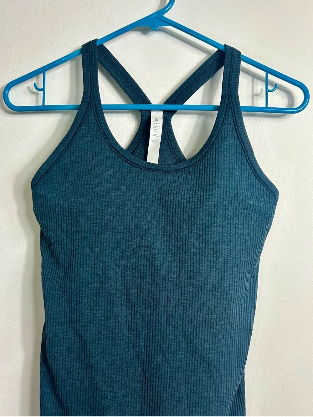 lululemon athletica Ebb To Street Tank, Ribbed Teal Blue Racerback Tank, Size 6